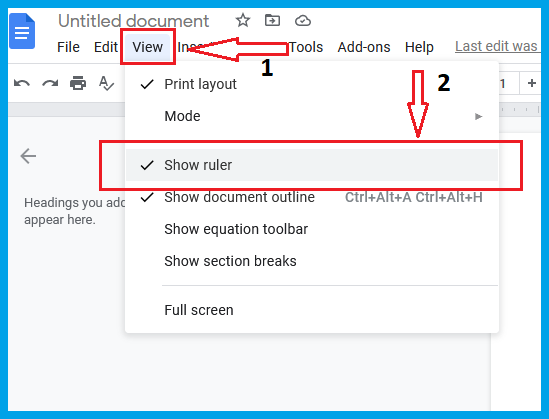 How to enable disable Google docs ruler