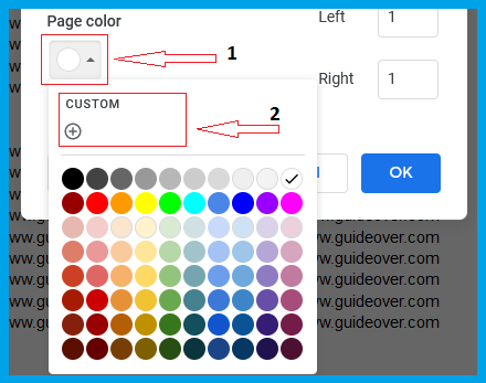Page Setup Page Color