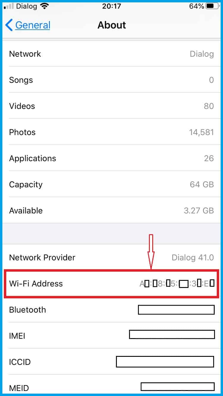 iphone wifi address